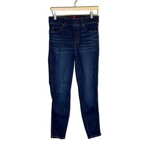 Spanx Women's Blue Stretch Solid Mid Rise Five Pockets Skinny Jeans Size Medium
